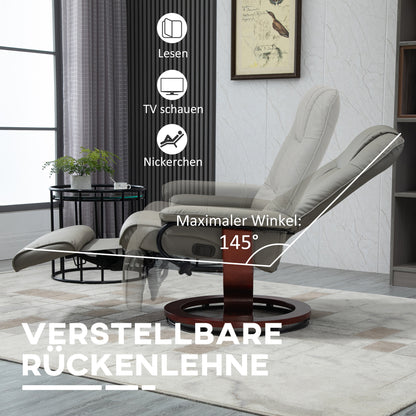 Relaxstoel – Fauteuil – Lounge Stoel – Draaifauteuil – TV Stoel – 360° Draaibaar – Verstelbare Rugleuning 145° – Kunstleer Grijs 78x87x100 cm