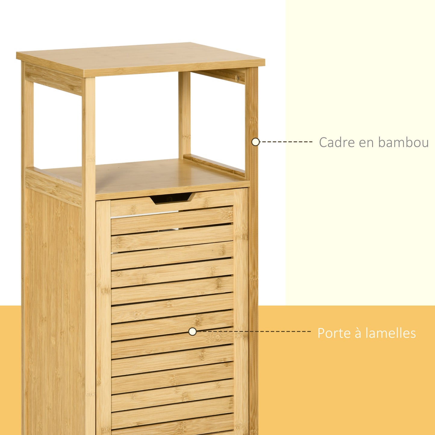 Bamboe Badkamermeubel – Wasmand Kast – Opbergmeubel – Smal Kastje – Compact Meubel – Ruimtebesparend – Verhoogde Poten – Duurzaam Bamboe