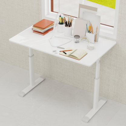 Zit Sta Bureau – Verstelbaar Bureau – Sta Bureau – Handmatig Verstelbaar – Kantoorbureau – Compact Formaat 60x100 cm – Stevige Dubbele Kolom