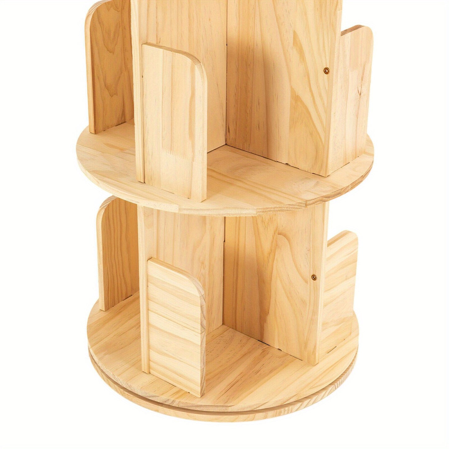 Draaibare Boekenkast – Boekenrek – Boekhouder – Boekplank – Boekmeubel – Massief Dennenhout – 360° Draaibaar – 4-laags – Ruimtebesparend – 25 kg Draagvermogen Per Laag – Natuurlijk Houtnerf