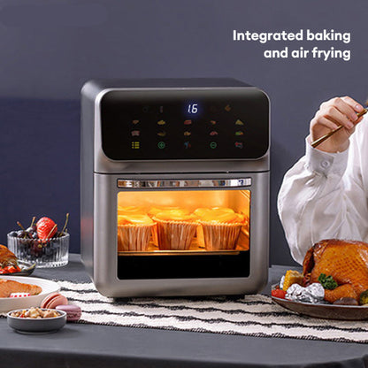 Airfryer – Heteluchtfriteuse – Airfry Oven – Luchtfriteuse – Elektrische Oven – 10 Liter Inhoud – 18 Kookprogramma’s – Robuuste Stalen Behuizing – Grijs