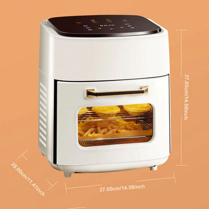 Airfryer – Heteluchtfriteuse – Luchtoven – Airfrituurpan – Elektrische Oven – 15 Liter Groot – 6 Kookstanden – Roestvrij Staal – Wit