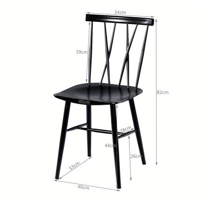 Eetkamerstoelen – Stoelen – Zitplaatsen – Keukenstoelen – Metal Stoelen – Set van 2 – Zwaar Stalen Frame – Ergonomische Rugleuning – Zwart