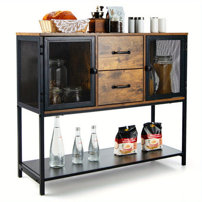 Dressoir – Buffetkast – Opbergkast – Ladekast – Keukenkast – Industrieel Design – MDF & Staal – 100x36x85 cm