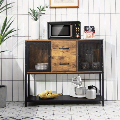 Dressoir – Buffetkast – Opbergkast – Ladekast – Keukenkast – Industrieel Design – MDF & Staal – 100x36x85 cm