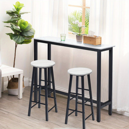 Barstoel – Barkruk – Bistrostoel – Keukenstoel – Counterstoel – Set van 2 – Witte marmerlook zitting – Stevig metalen frame