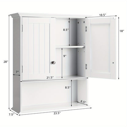 Badkamerkast – Wandkast – Opbergkast – Medicijnkast – Badkamermeubel – Hoogwaardig MDF – 60x19x71 cm – Waterbestendig