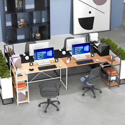 Hoekbureau – L-vormig Bureau – Computerbureau – Werkplek Meubel – Study Desk – Reversibel Ontwerp – Met 3 Open Planken – Zwart – Stevig Metaal & Houtfineer – Ruim Werkblad 122x61 cm