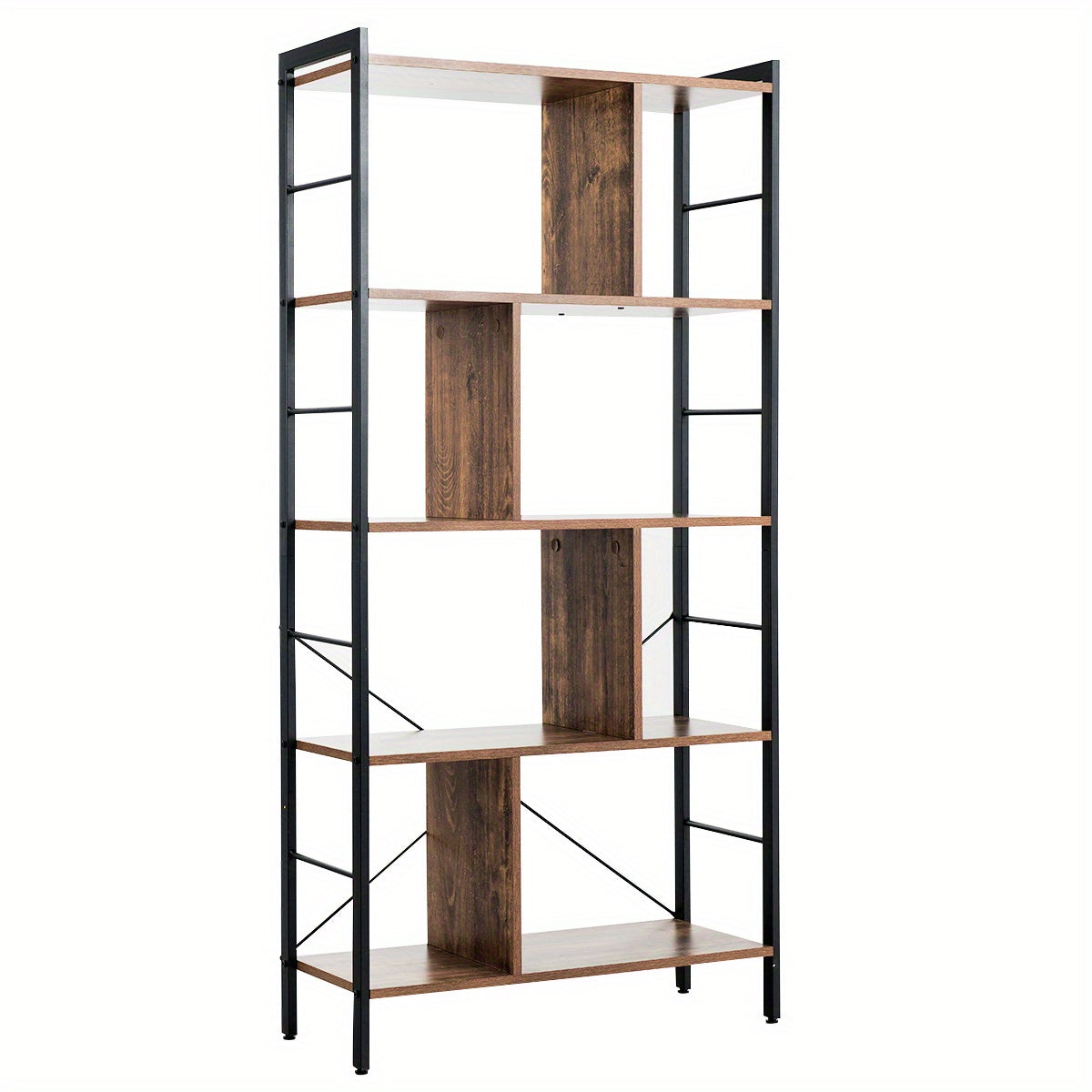 Boekenkast – Vakkenkast – Stellingkast – Roomdivider – Opbergkast – Industrieel Design – Met 5 Planken – Met Metalen Frame en Anti-Kantelbeveiliging