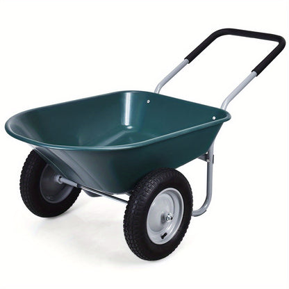 2-wiel Kruiwagen – Tuinkar – Tuinwagen – Aardeversplaatser – Transportkar – Stevig Stalen Frame – 13 Inch Luchtbanden – Groen