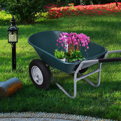 2-wiel Kruiwagen – Tuinkar – Tuinwagen – Aardeversplaatser – Transportkar – Stevig Stalen Frame – 13 Inch Luchtbanden – Groen