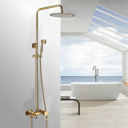 Douche Systeem – Douche Set – Regendouche – Badkamerkraan – Handdouche – Gouden Afwerking – Verstelbare Hoogte – Messing Kraan