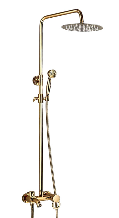 Douche Systeem – Douche Set – Regendouche – Badkamerkraan – Handdouche – Gouden Afwerking – Verstelbare Hoogte – Messing Kraan