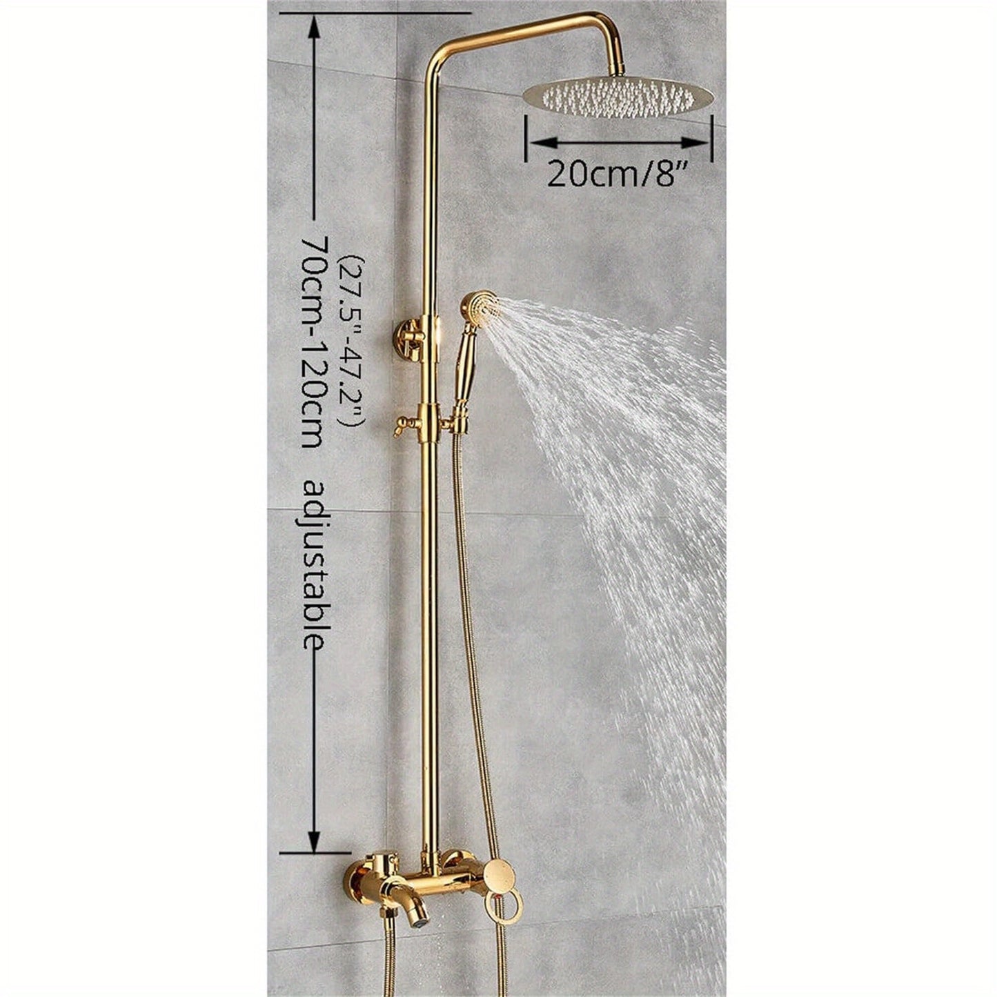 Douche Systeem – Douche Set – Regendouche – Badkamerkraan – Handdouche – Gouden Afwerking – Verstelbare Hoogte – Messing Kraan