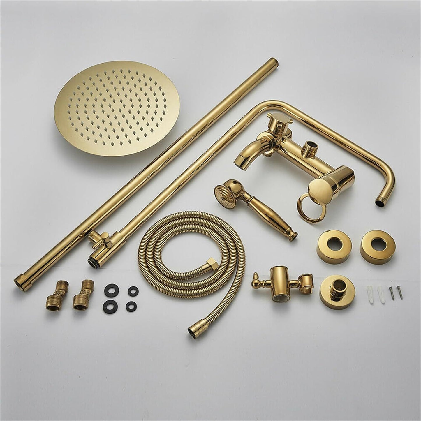 Douche Systeem – Douche Set – Regendouche – Badkamerkraan – Handdouche – Gouden Afwerking – Verstelbare Hoogte – Messing Kraan