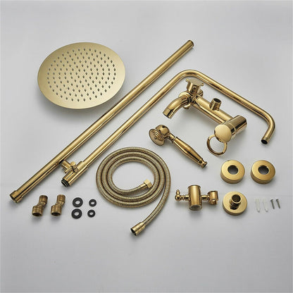 Douche Systeem – Douche Set – Regendouche – Badkamerkraan – Handdouche – Gouden Afwerking – Verstelbare Hoogte – Messing Kraan