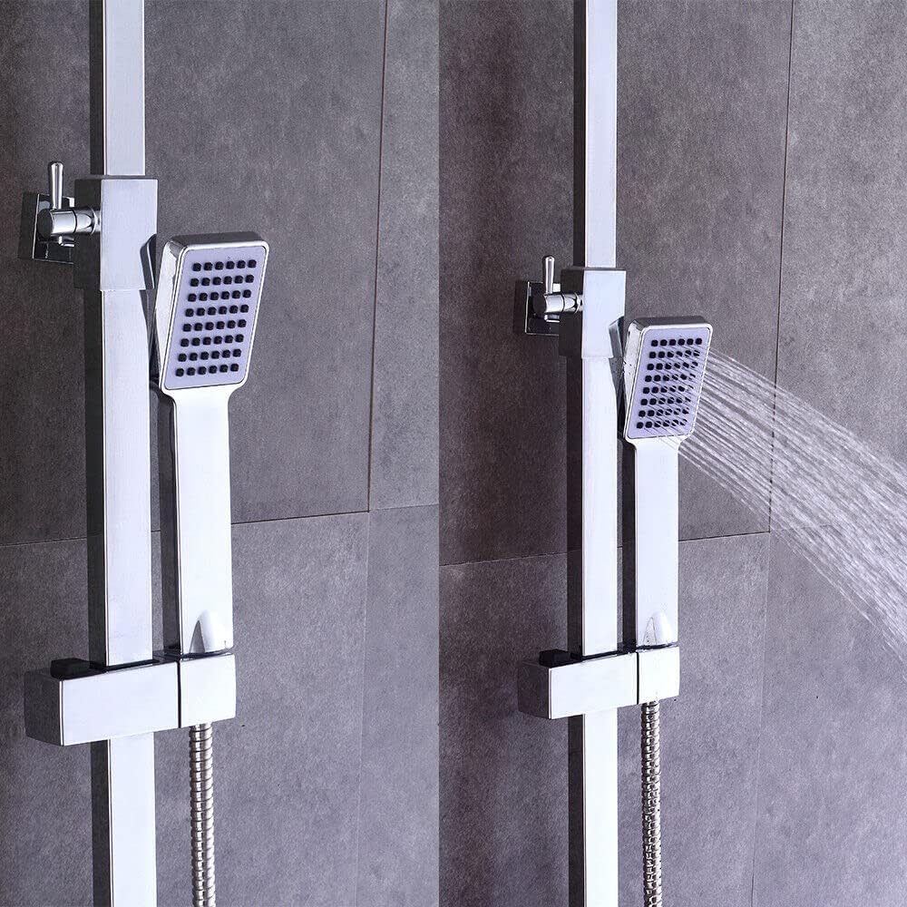 Thermostatisch Douche Systeem – Douche Set – Regendouche – Handdouche – Douchekolom – Roestvrij Staal – Veiligheidstemperatuur 38°C – Verstelbare Muurbeugel