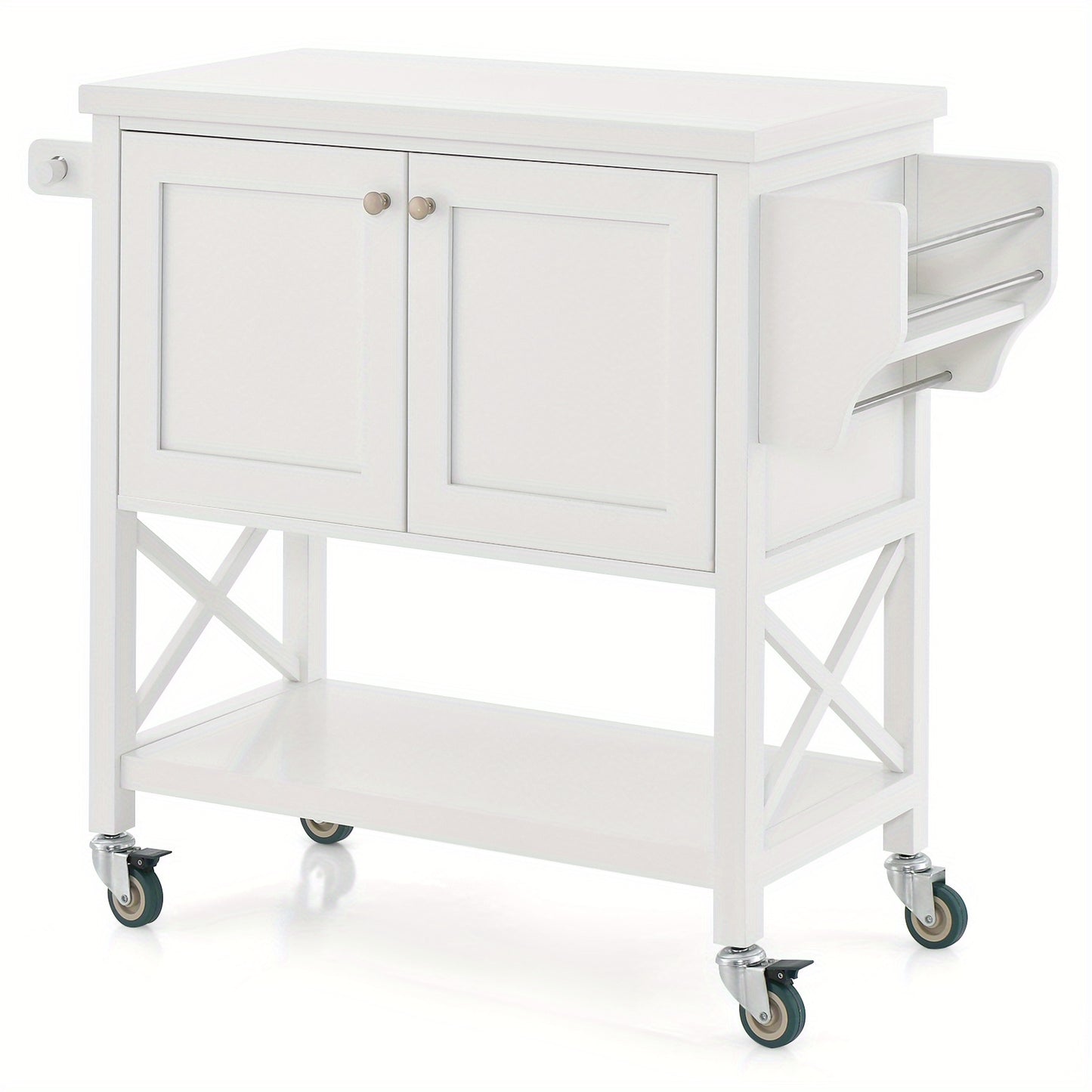 Kitchen trolley with cabinet, spice rack and shelf, serving trolley trolley 100x38x87cm white