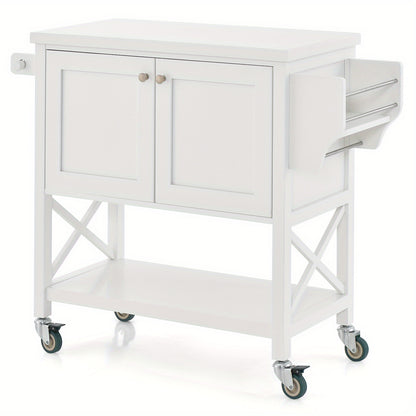 Kitchen trolley with cabinet, spice rack and shelf, serving trolley trolley 100x38x87cm white