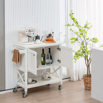 Kitchen trolley with cabinet, spice rack and shelf, serving trolley trolley 100x38x87cm white