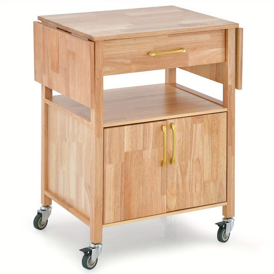Keukentrolley – Keukenkarren – Serveertrolley – Werkbladwagen – Opbergwagen – Uitschuifbaar Werkblad – Stevig MDF Hardhout – 114x51x88 cm