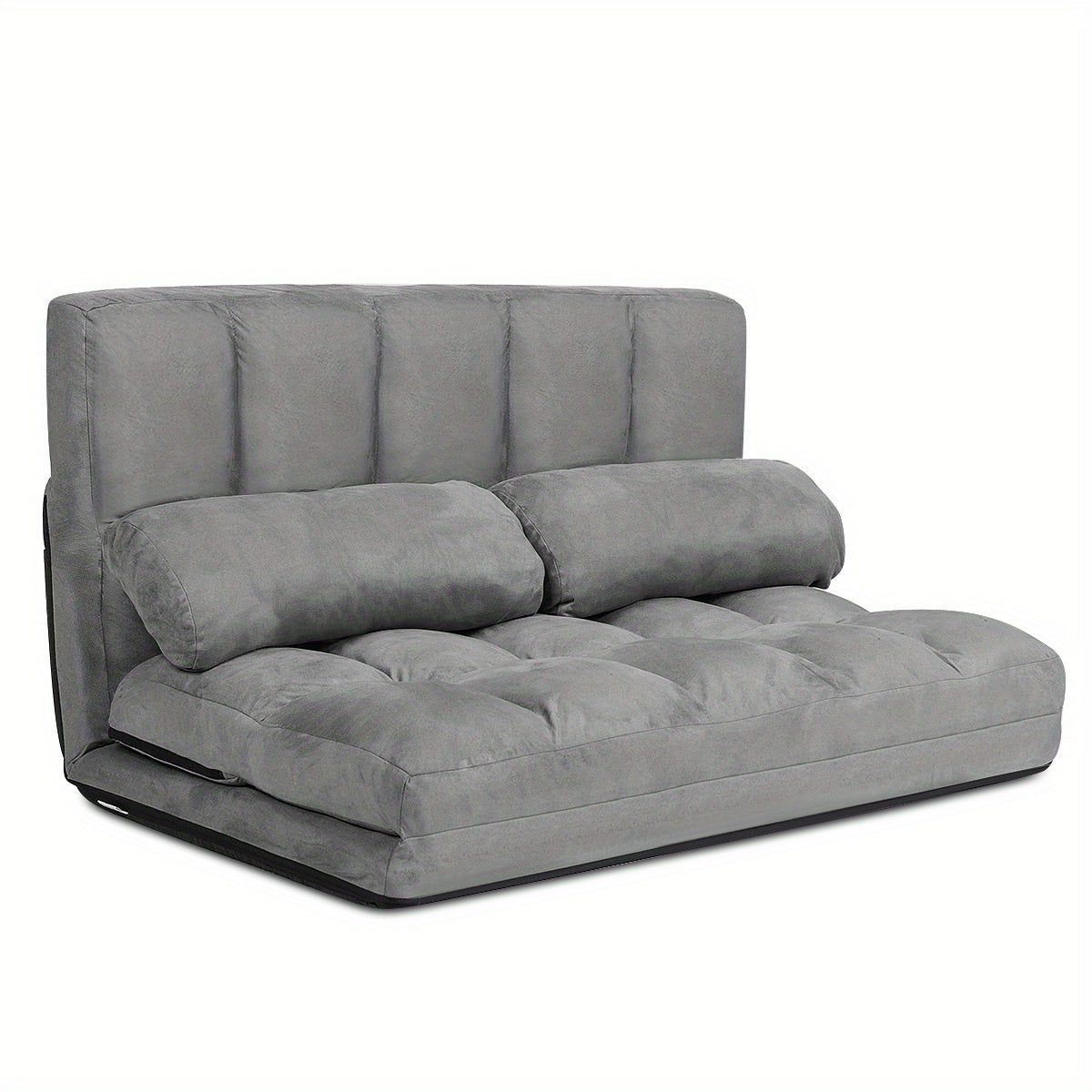 Verstelbare Vloerbank – Slaapbank – Lounger – Opvouwbare Bank – Zitzak – 6 Posities – Inclusief 2 Kussens – Grijs