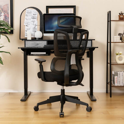 Bureaustoel – Bureaustoelen – Kantoorstoel – Draaistoel – Gamingstoel – Ergonomisch Design – Verstelbare Rugleuning – Mesh & Spons – Zwart – Max. 160 kg
