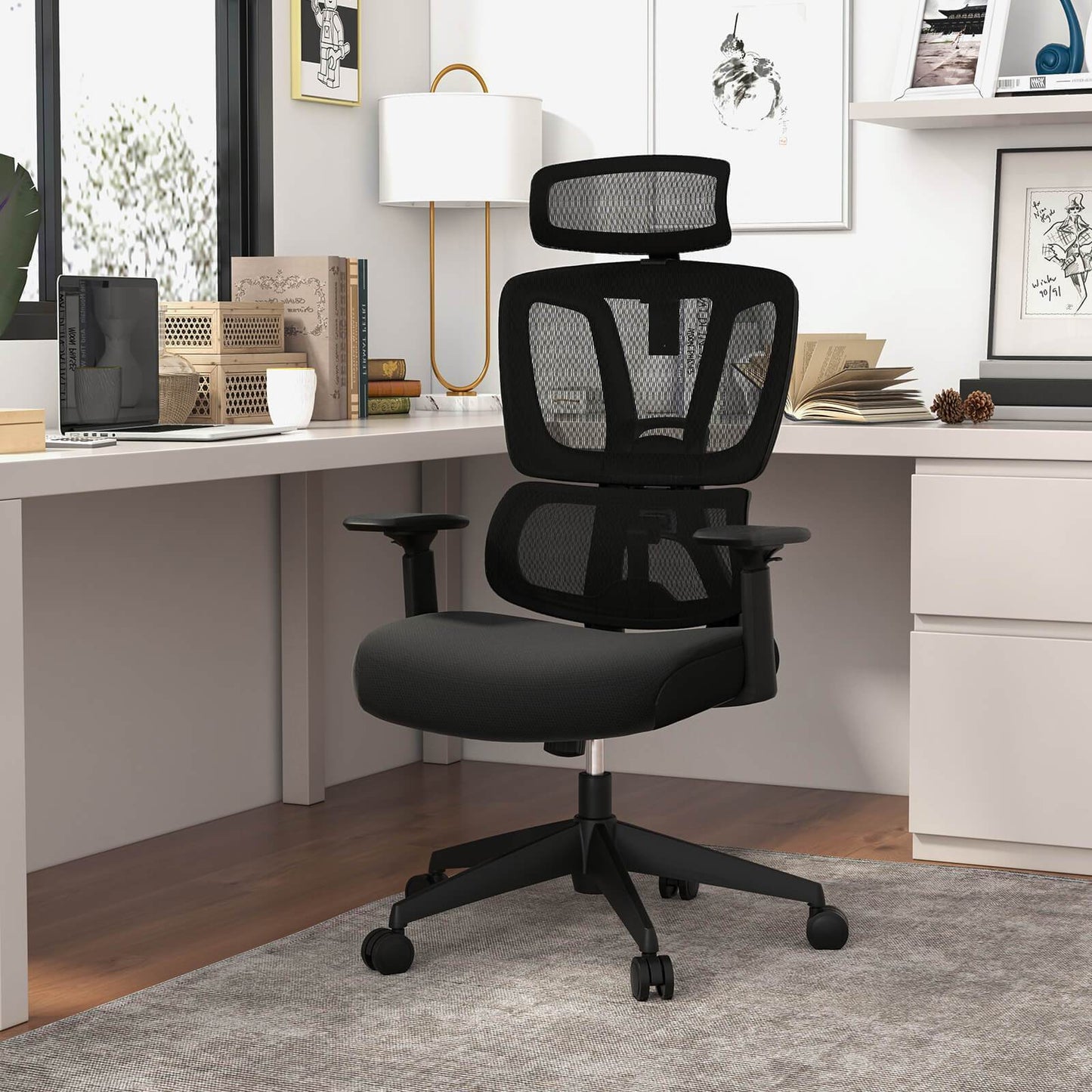 Bureaustoel – Bureaustoelen – Kantoorstoel – Draaistoel – Gamingstoel – Ergonomisch Design – Verstelbare Rugleuning – Mesh & Spons – Zwart – Max. 160 kg
