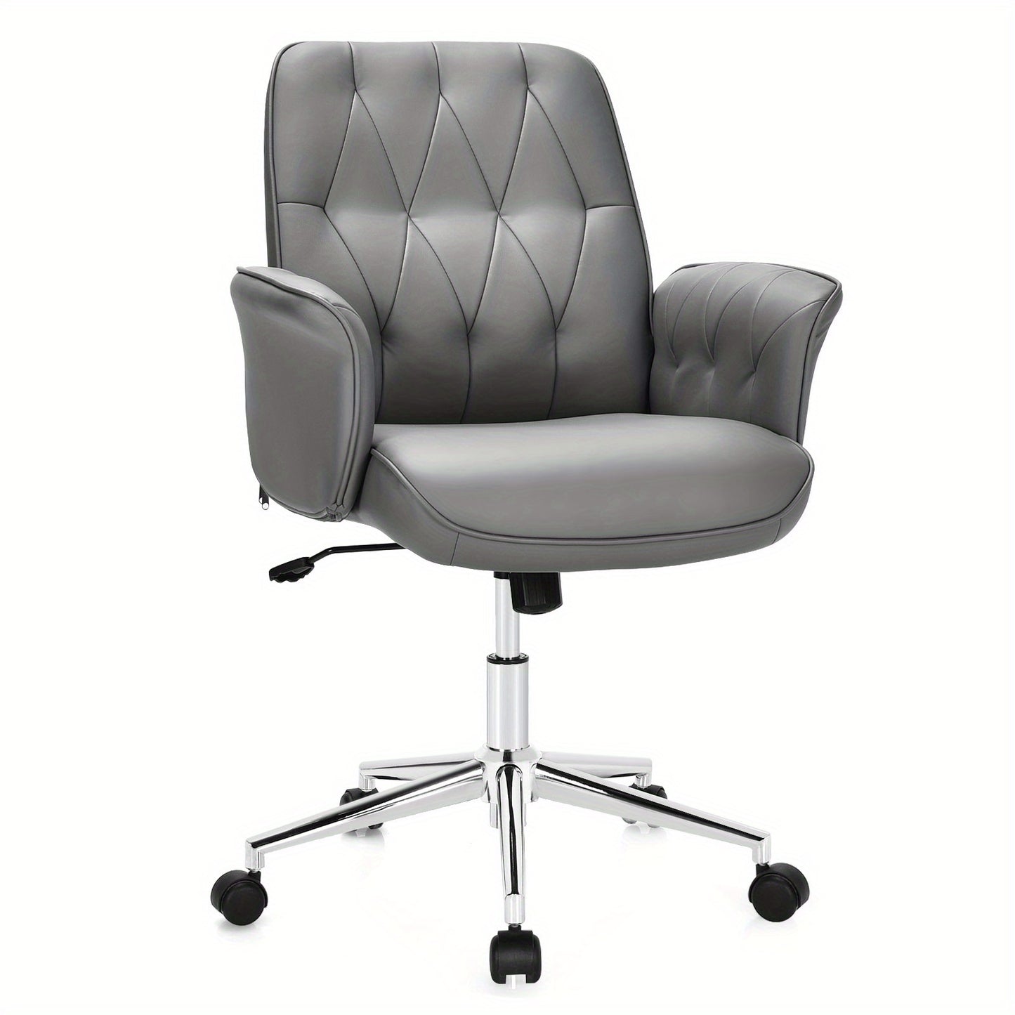 Bureaustoel – Kantoorstoel – Draaistoel – Gamestoel – Office Chair – Verstelbare Zithoogte – Kunstleer Grijs – Met Schommelfunctie