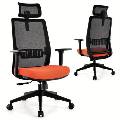 Ergonomische Bureaustoel – Kantoorstoel – Design Stoel – Bureaustoel Thuis – Werkstoel – 360° Draaibaar – Verstelbare Zithoogte – Zwart Polyester