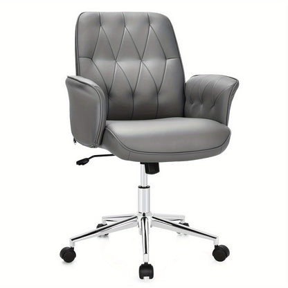 Bureaustoel – Kantoorstoel – Draaistoel – Gamestoel – Office Chair – Verstelbare Zithoogte – Kunstleer Grijs – Met Schommelfunctie