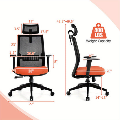 Ergonomische Bureaustoel – Kantoorstoel – Design Stoel – Bureaustoel Thuis – Werkstoel – 360° Draaibaar – Verstelbare Zithoogte – Zwart Polyester