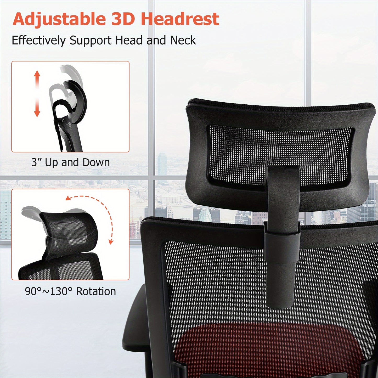Ergonomische Bureaustoel – Kantoorstoel – Design Stoel – Bureaustoel Thuis – Werkstoel – 360° Draaibaar – Verstelbare Zithoogte – Zwart Polyester