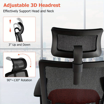 Ergonomische Bureaustoel – Kantoorstoel – Design Stoel – Bureaustoel Thuis – Werkstoel – 360° Draaibaar – Verstelbare Zithoogte – Zwart Polyester