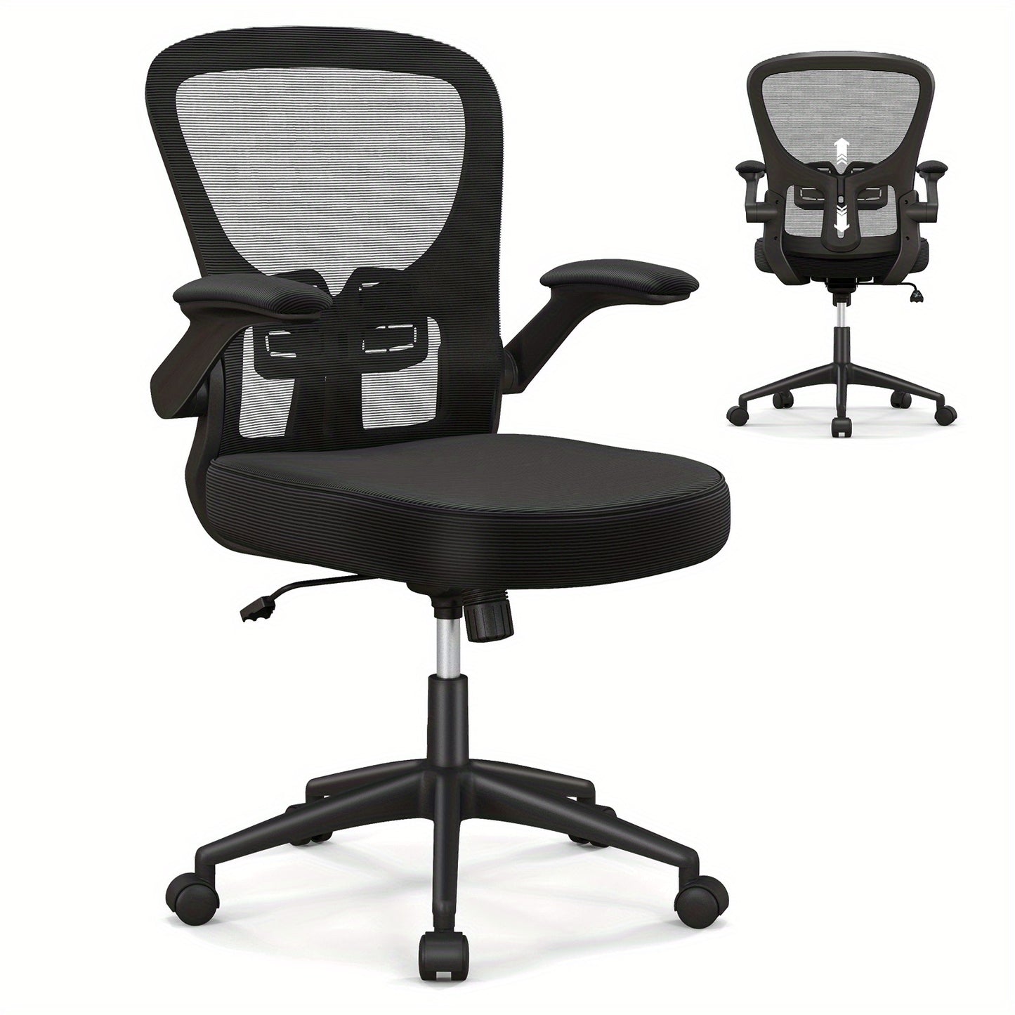 Bureaustoel – Bureaustoelen – Kantoorstoel – Draaistoel – Gamestoel – Verstelbare Rugleuning 90°-120° – Ademend Mesh Met 10 cm Dikte Zitting – Zwart