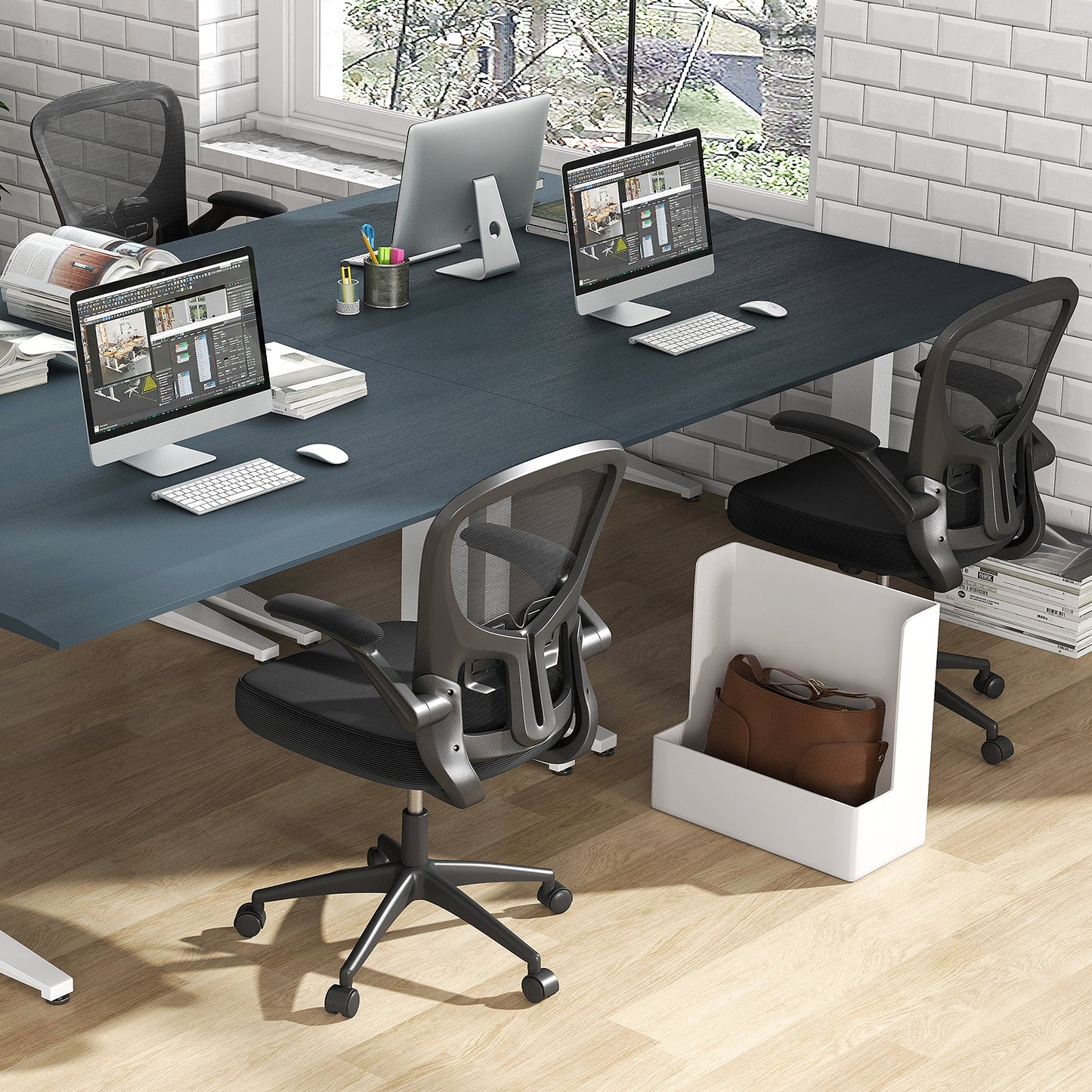 Bureaustoel – Bureaustoelen – Kantoorstoel – Draaistoel – Gamestoel – Verstelbare Rugleuning 90°-120° – Ademend Mesh Met 10 cm Dikte Zitting – Zwart