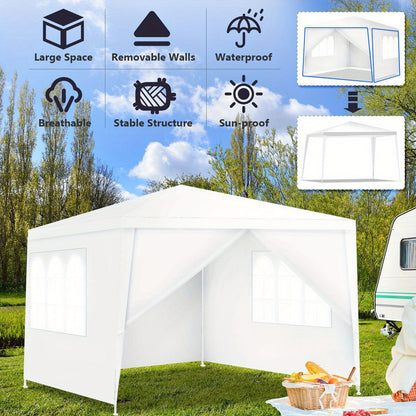Tuinpaviljoen 3x3m – Tuinkamer – Partytent – Evenemententent – Feestpaviljoen – Afneembare Zijwanden Met Ramen – Weerbestendig Met Stevig Metalen Frame