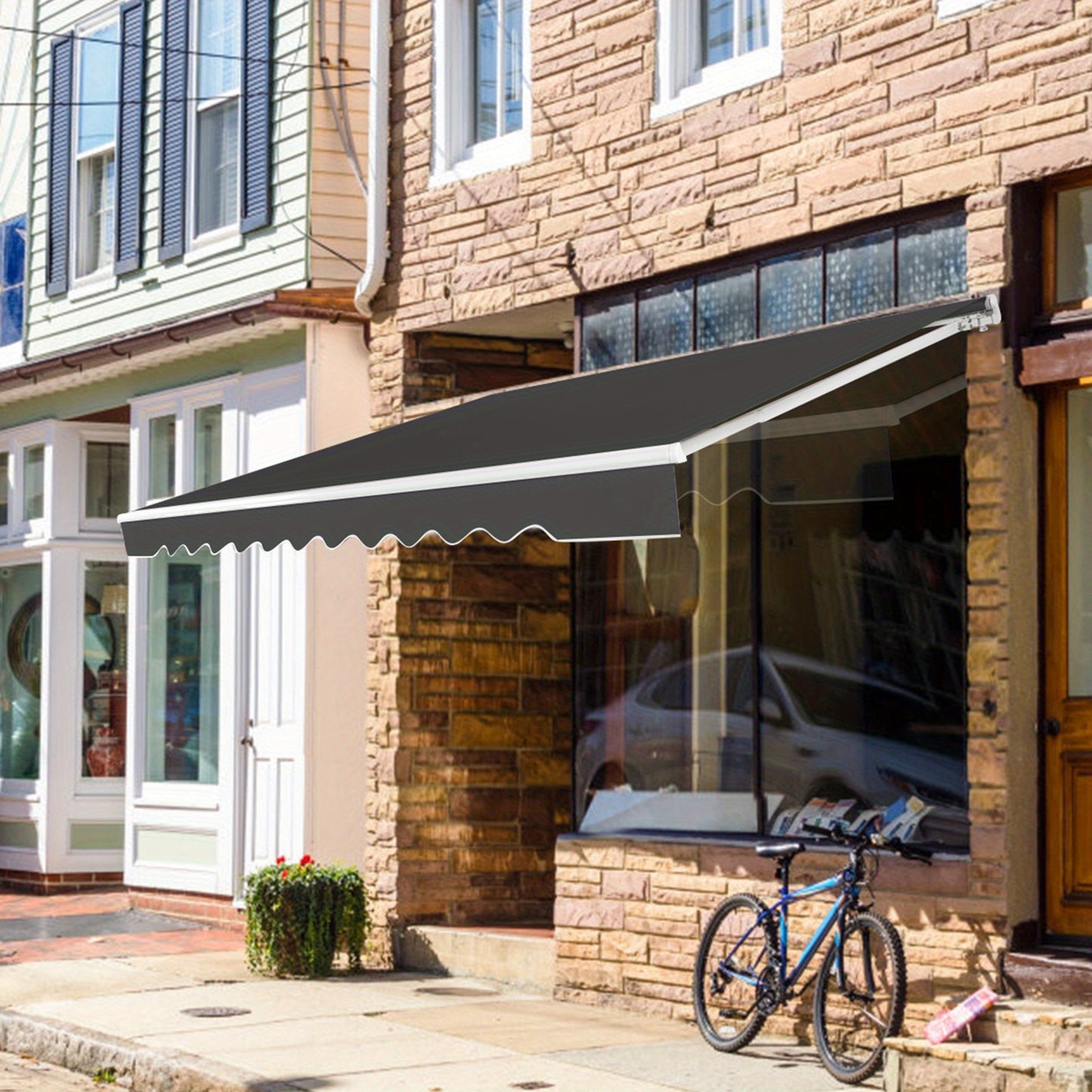 Terraszonwering Uitschuifbare Zonwering Markies Balkonzonwering Veranda Schaduw – Grijs Polyester PU-Coating – Verstelbare Hoek 40°-100° 3x2,5 Meter