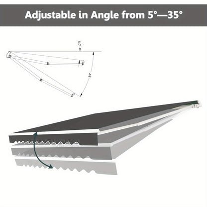 Terraszonwering Uitschuifbare Zonwering Markies Balkonzonwering Veranda Schaduw – Grijs Polyester PU-Coating – Verstelbare Hoek 40°-100° 3x2,5 Meter