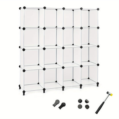 Cube kast – Opbergkast – Boekenkast – Modular meubel – Opbergmeubel – 16 Vakken – Stevige ABS-verbindingen en Semi-transparante deuren