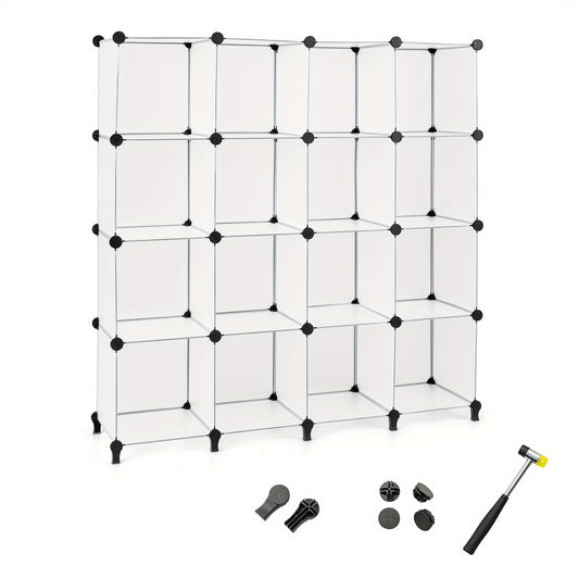 Cube kast – Opbergkast – Boekenkast – Modular meubel – Opbergmeubel – 16 Vakken – Stevige ABS-verbindingen en Semi-transparante deuren