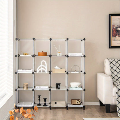 Cube kast – Opbergkast – Boekenkast – Modular meubel – Opbergmeubel – 16 Vakken – Stevige ABS-verbindingen en Semi-transparante deuren