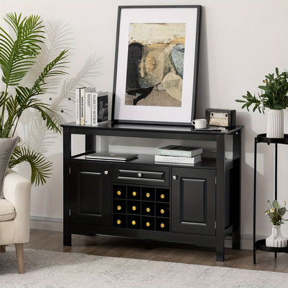 Sideboard keukenkast – keukenkast met deuren – dressoir – buffetkast – wijnkast – zwart MDF – 116 x 40 x 82 cm – met lades en opbergruimte