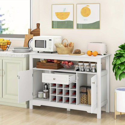 Dressoir – Sideboard – Buffetkast – Opbergkast – Wijnkast – Modern Wit MDF – 116x40x82 cm – Lade en Deuren