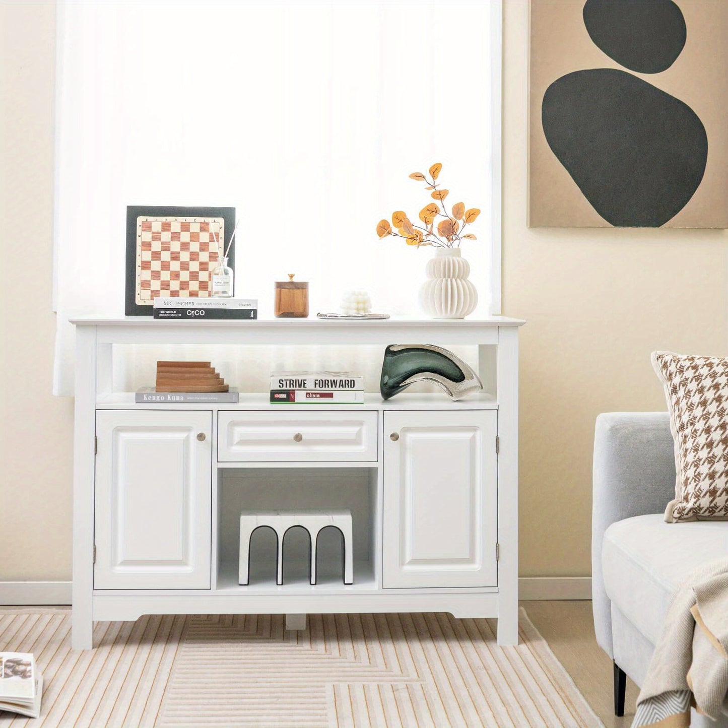 Dressoir – Sideboard – Buffetkast – Opbergkast – Wijnkast – Modern Wit MDF – 116x40x82 cm – Lade en Deuren