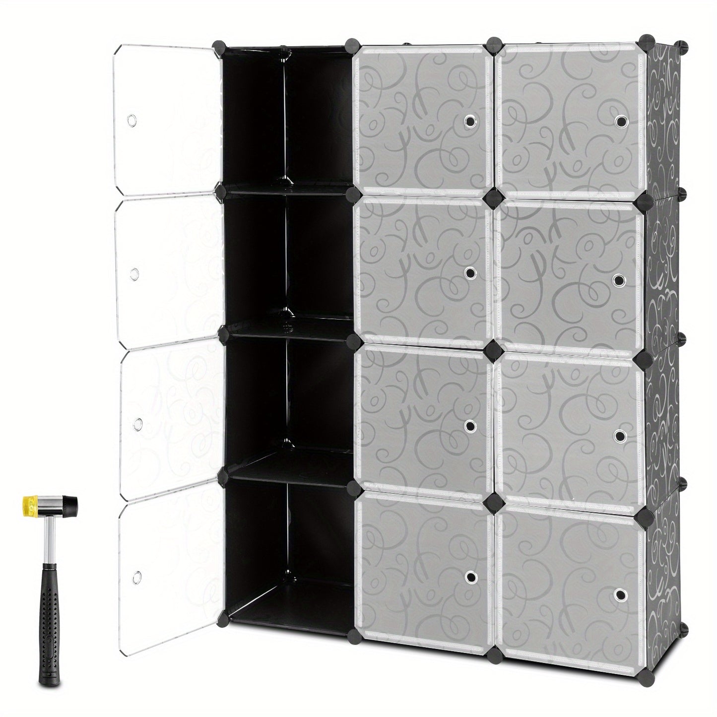Kubusplank – Vakkenkast – Opbergkast – Wandplank – Boekenkast – 12 Vakken – Metalen Frame & PP Kunststof