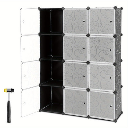 Kubusplank – Vakkenkast – Opbergkast – Wandplank – Boekenkast – 12 Vakken – Metalen Frame & PP Kunststof