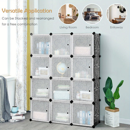 Kubusplank – Vakkenkast – Opbergkast – Wandplank – Boekenkast – 12 Vakken – Metalen Frame & PP Kunststof