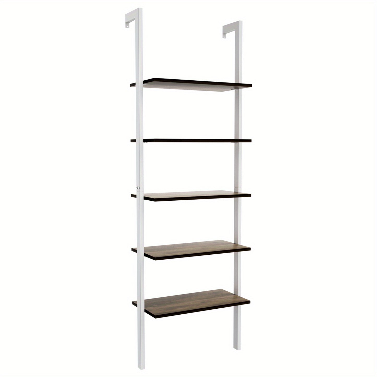 Boekenkast – Ladderkast – Boekenrek – Opbergkast – Wandrek – 5 Planken – Metalen Frame – Wit – 61x30x183 cm – Wandmontage