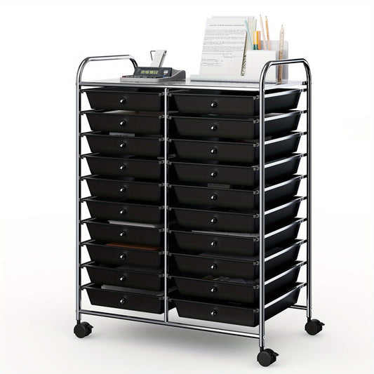 Badkamerwagen – Opbergwagen – Rolcontainer – Trolley – Opbergrek – 20 Uittrekbare Lades – Metaal Frame – Mobiel met Remmen
